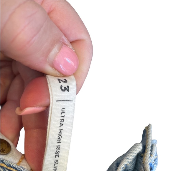 PAC SUN ultra high rise slim Jeans womens size 23 distressed - Picture 2 of 4